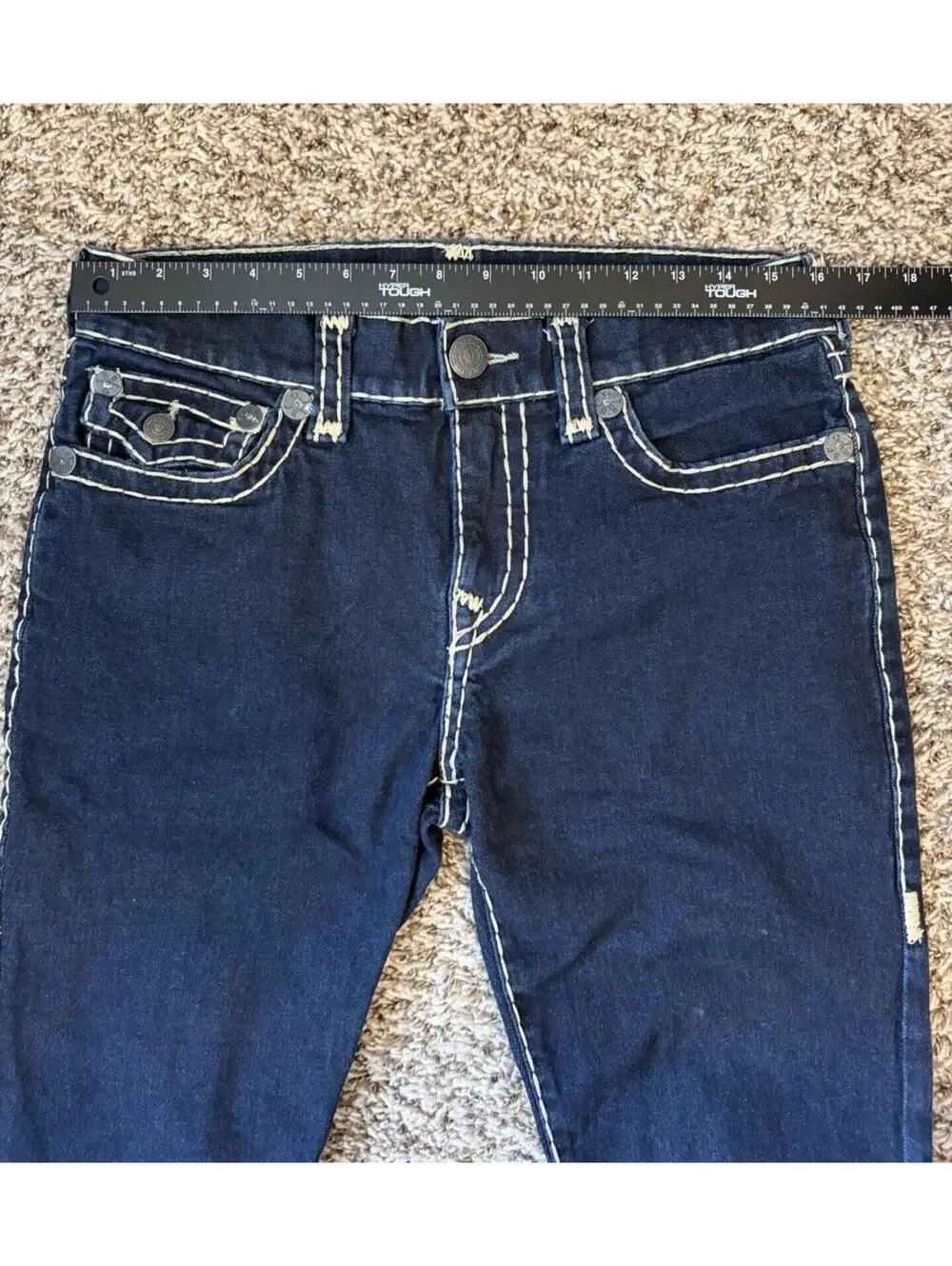 True Religion Rocco Relaxed Skinny Jeans Men’s Size 31 Horseshoe Stitched Flap